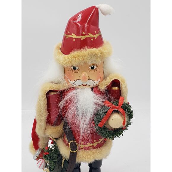 Nutcracker Santa Claus Christmas Decor Red Cape Holding Toy Bag Size 14" - Picture 16 of 16